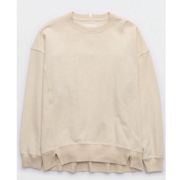 Aerie The Chill Crew Sweatshirt color heather frost - Picture 1 of 5